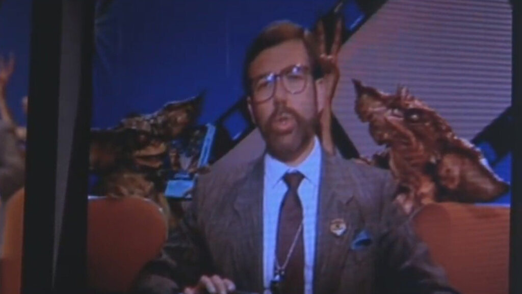 Film critic Leonard Maltin with the gremlins