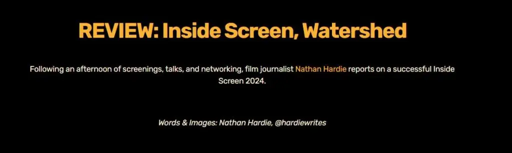 Screenshot of the Freestyle Bristol article headline titled Inside Screen, Watershed.