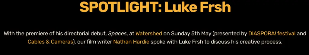 Screenshot of the Freestyle Bristol article headline titled Spotlight: Luke Frsh